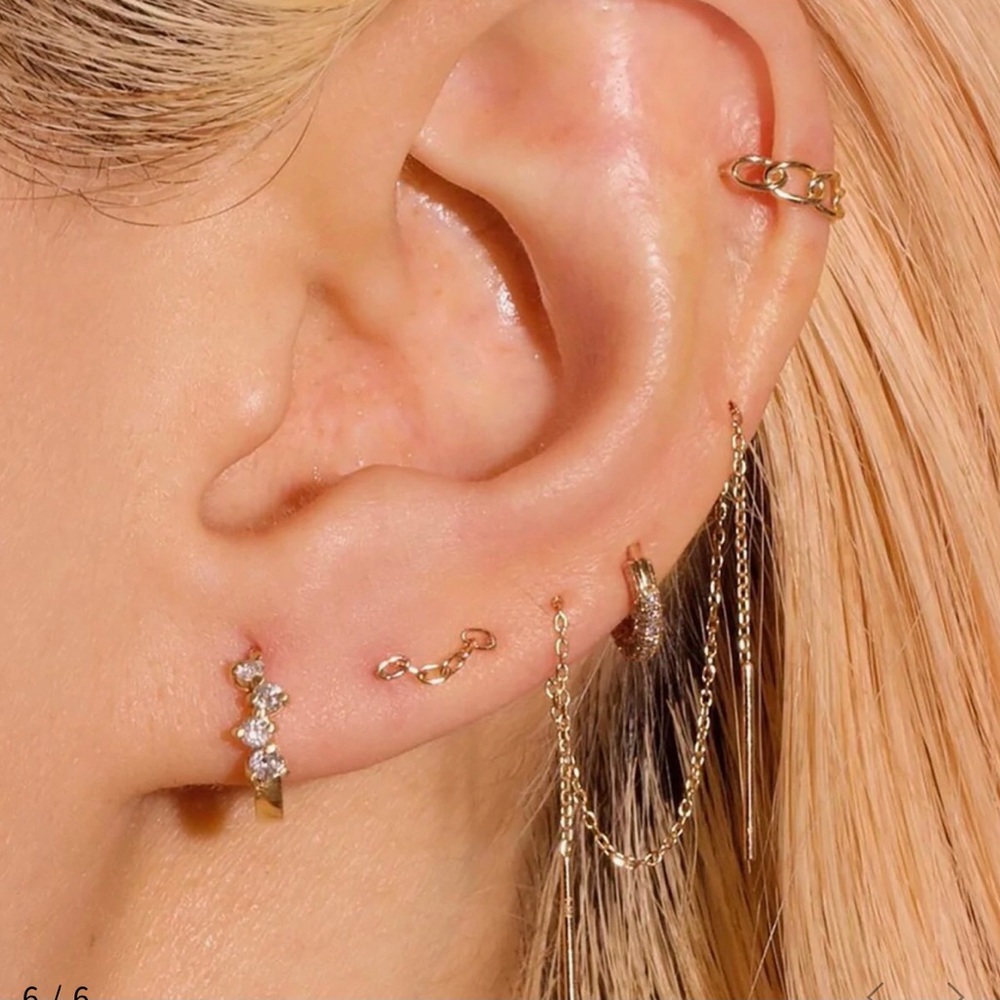 Stone and Strand brand new extra long threaded earring 14k gold